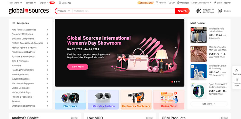 Global Sources es un mercado B2B de buena reputación con sede en Hong Kong